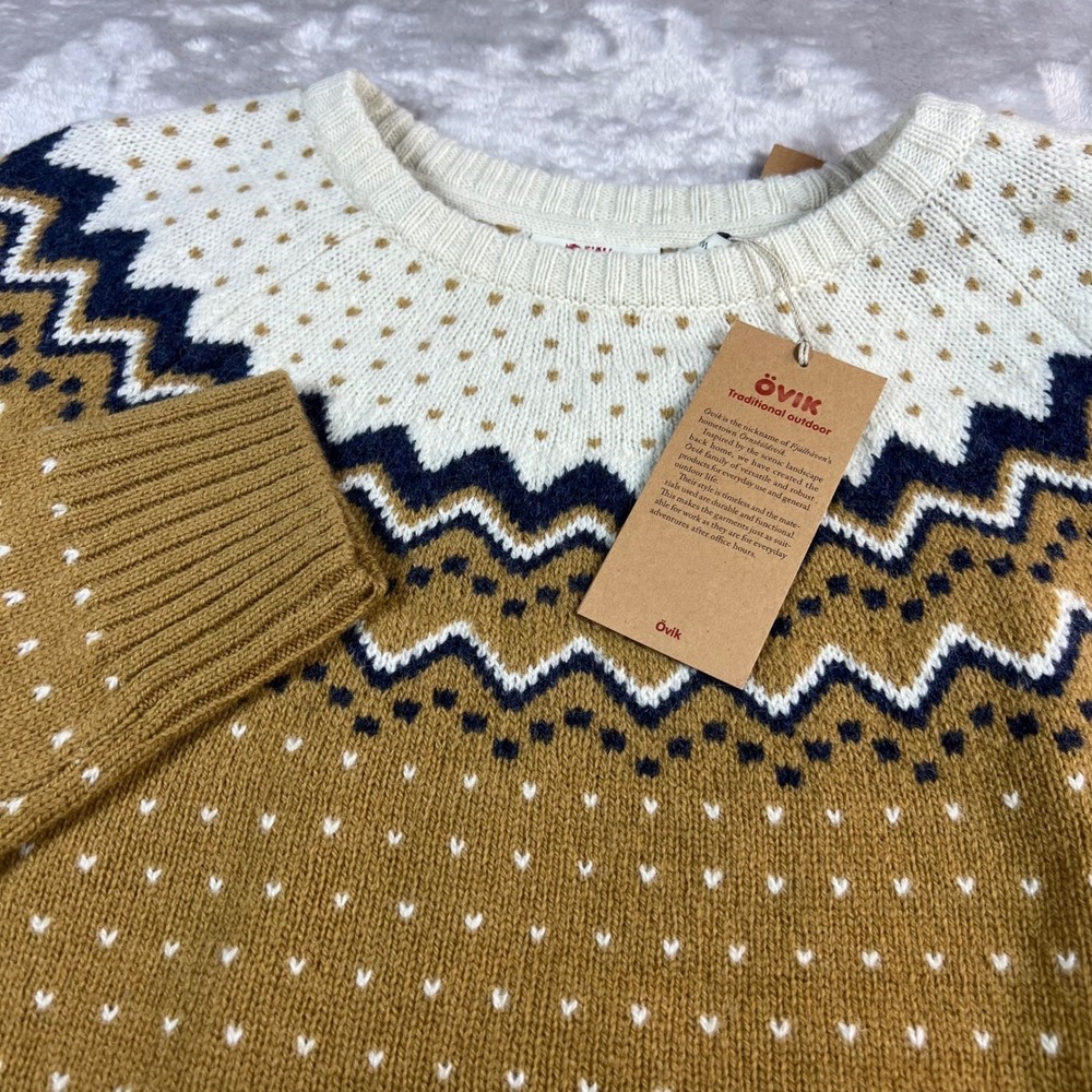 NWT Fjallraven Women's XL Ovik Knit Sweater Buckwheat Brown Wool Nordic 89941 - Picture 1 of 8